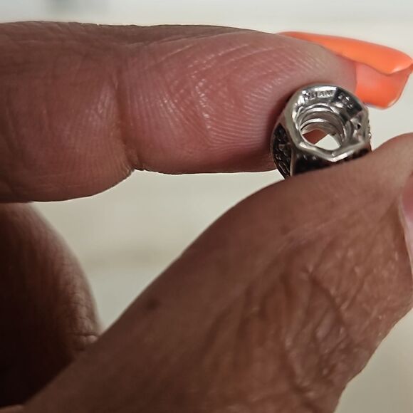 925 Sterling Silver Sparkling Black Stone Charm Silver - Picture 4 of 16